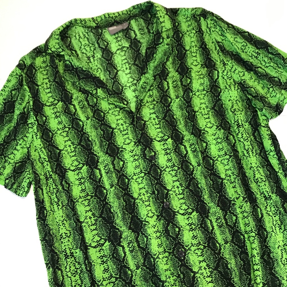 Asos Shirt Button Down Snake Print Medium - Picture 3 of 16